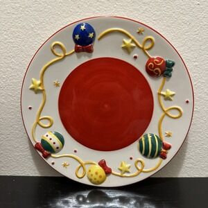 Christmas Plate Hand Painted Ornaments For Candles Or Cookies 7.5" Set Of‎ 4